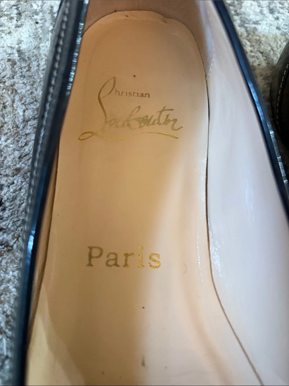 Christian Louboutin Black Patent Leather Penny Loafers - women’s size 36.5